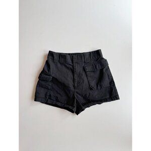 Aritzia TNA Black Cotton Twill High Rise Utility Cargo Shorts, Size M